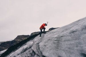 Mountaineer with ice axe