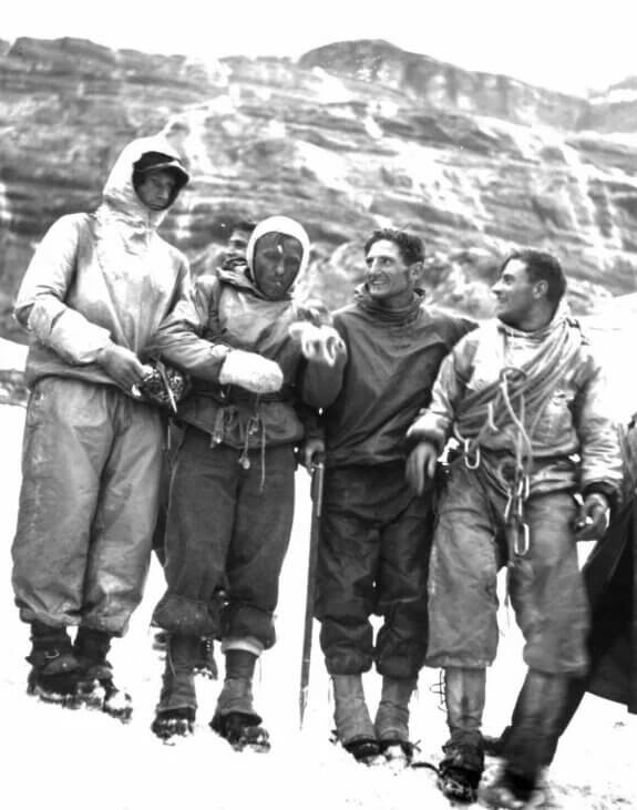 The first ascent team in 1938 (photo from Süddeutsche Zeitung)