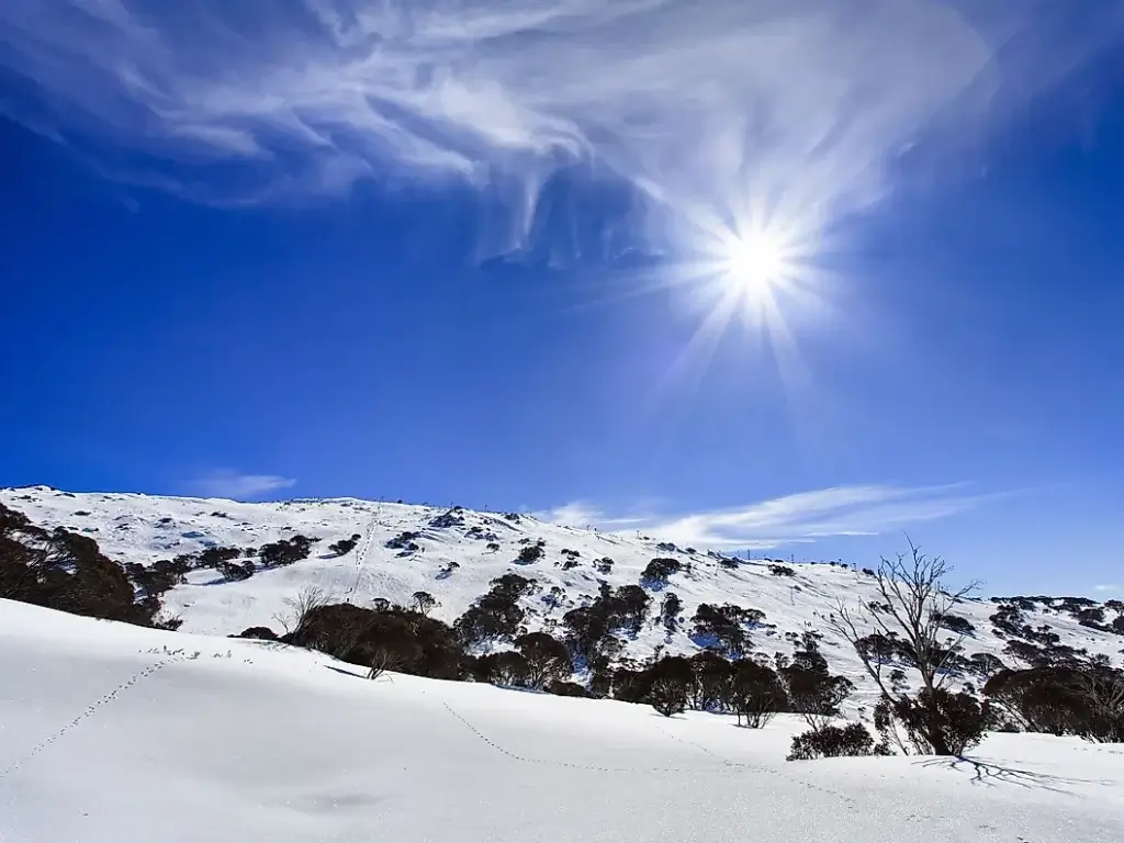 Snowy Mountains of Kosciuszko National Park on a sunny winter day
