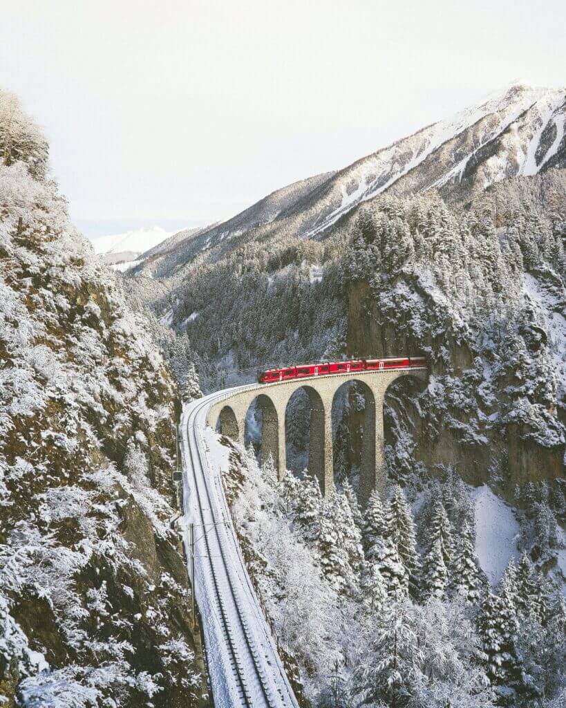 Mountain Train in the Swiss Alps