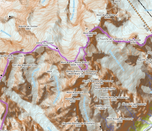 Mont-Blanc - © Openstreetmap, Wiki Commons