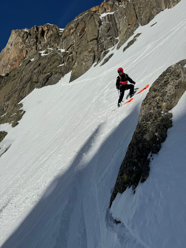 Skiing down Aiguille de Pierre Joseph - © Fay Manners